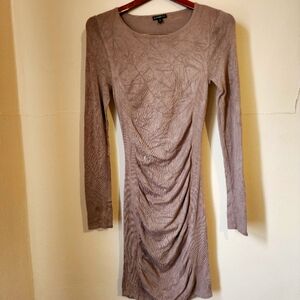 Elegant Taupe Long Sleeve Dress